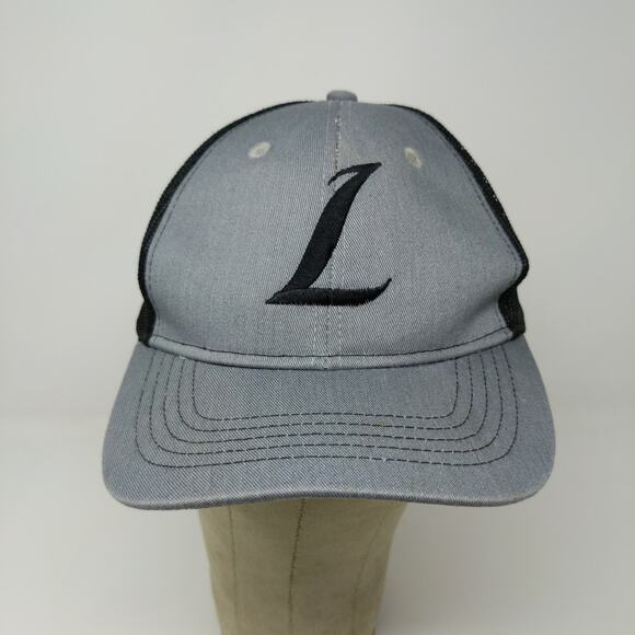 Port Authority Youth Boys Embroidered L Snapback Mesh Back Hat Gray Black - Picture 3 of 12